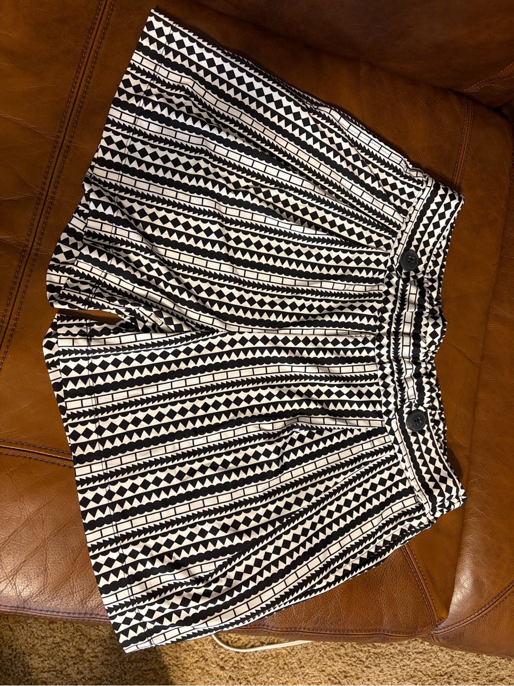 Robert Louis Monochrome Geometric Print Dressy Shorts 5” inseam, Large/10-12